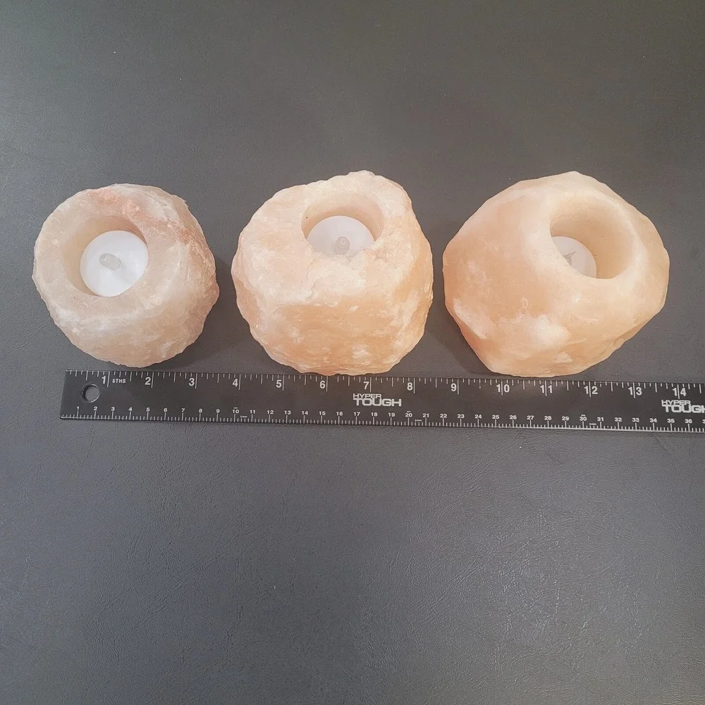 Himalayan Pink Salt Candle Holders Set of 3 Tea Light Crystal Natural Decor